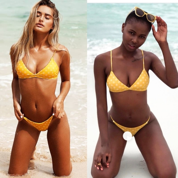 Nwt DAZE DAYZ Jasmine yellow tan logo .bikini S - Picture 2 of 13